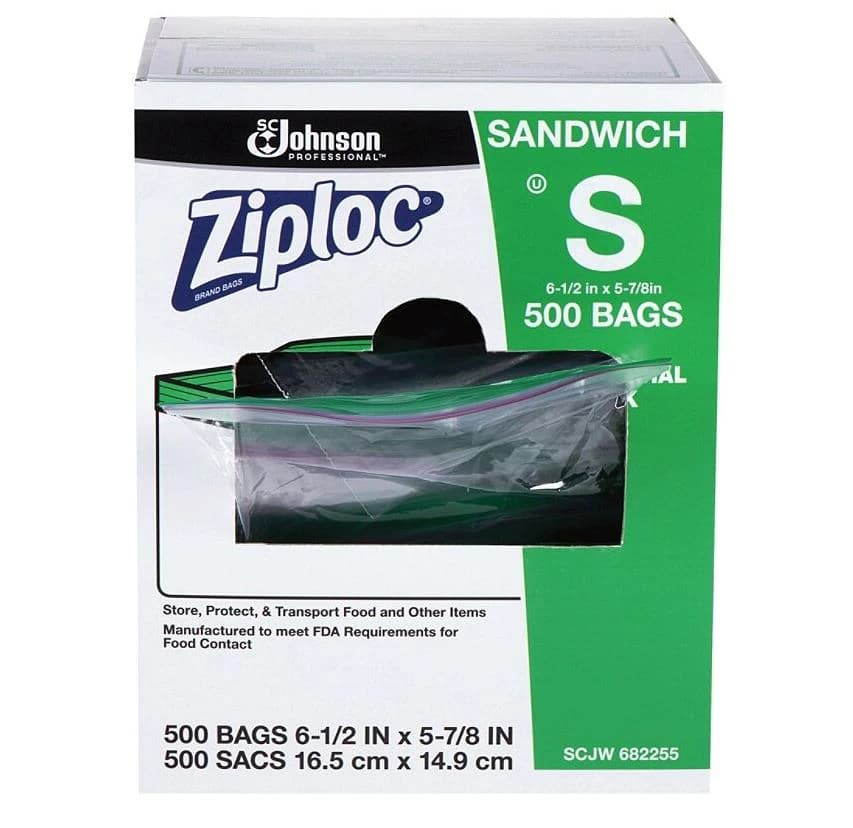Ziploc Sandwich Bags, Clear, Resealable, 500/Box - Bags Sandwich Ziploc - Image 1