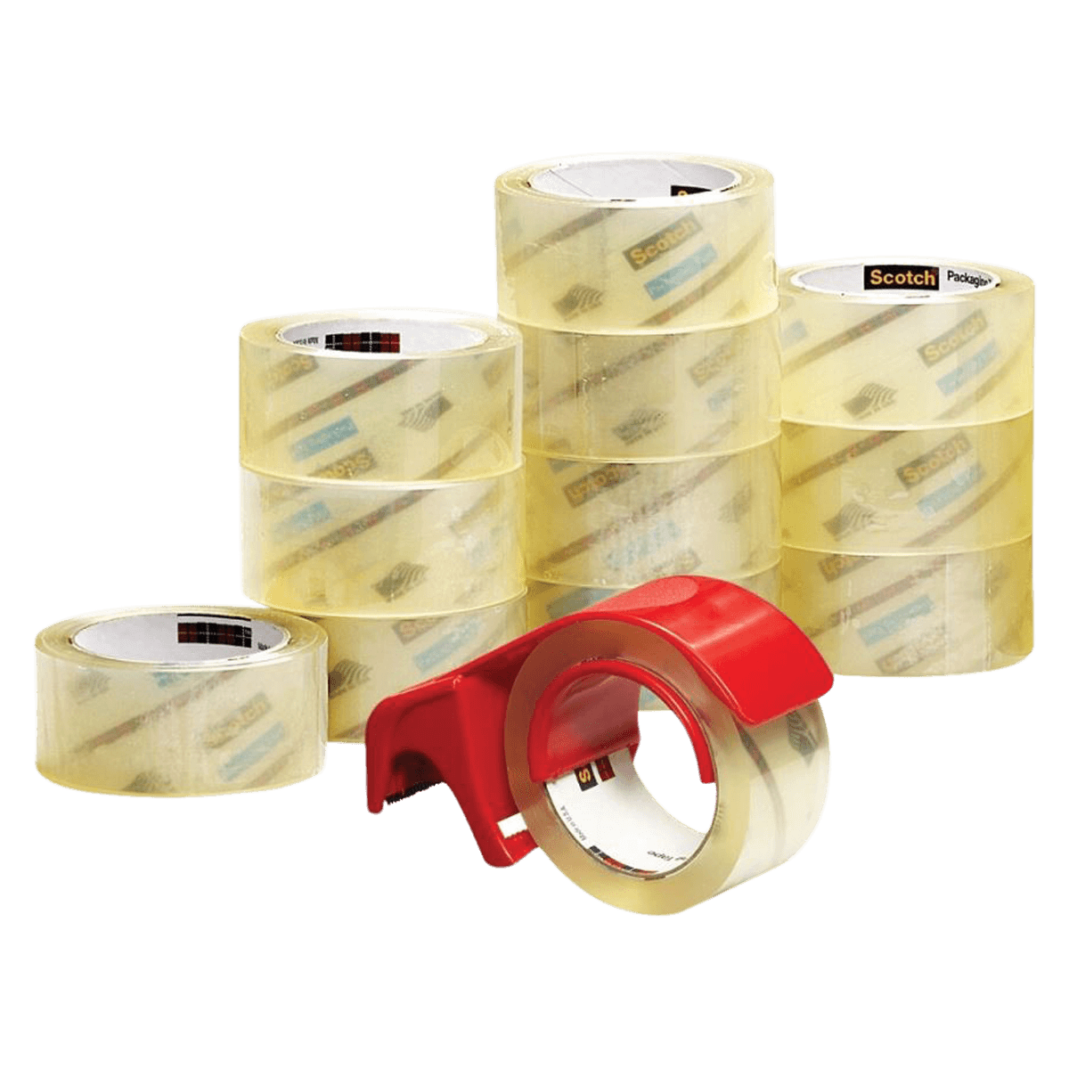 Scotch Heavy Duty Packaging Tape with Dispenser, 1 7/8 in x 54.6 yd, 12/Pack - Tape Packaging Hvy Duty Cl - Image 1