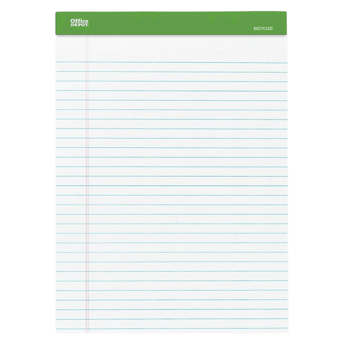 Office Depot Green Letter Perforated Writing Pad, 8.5 x 11.75 in, White, 50 Sheets, 6/Pack - Pad Od Grn Lttr 8.5x11 Wht - Image 1