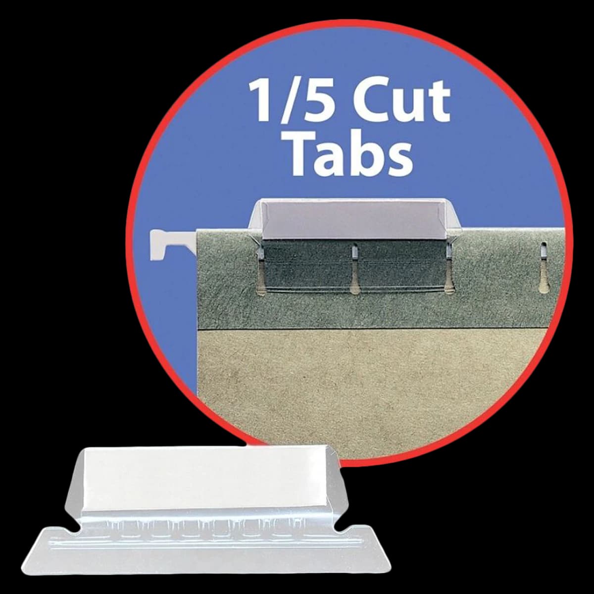 Smead Clear Hanging Poly Tabs, 1/5 Cut, 2 in, 25/Pack - Tab Hng Fldr 1/5cut Clear - Image 1