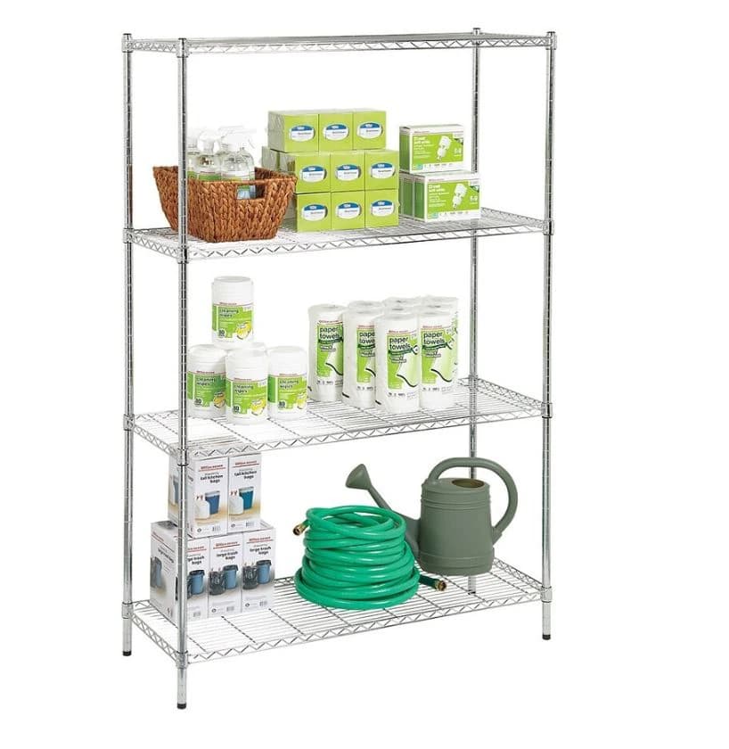 Whalen Realspace Wire Shelving Unit, 4 Shelves, 72"H x 48"W x 18"D, Chrome, 01KT0J09DP7KP0CPZ3D6YTQDW2 - Shelving Wire Steel 72"H Chr - Image 1