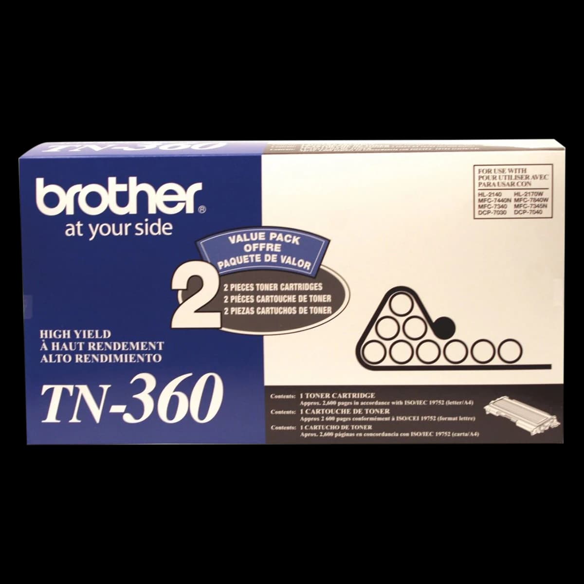 Brother TN-360 Black Toner Cartridge, 2/Pack - Toner Tn360 Black - Image 1