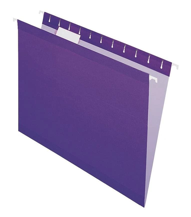 Office Depot Hanging Folders, Letter Size, 8.5" x 11", 1/5 Tab Cut, Violet, 25/Box - Folder Hanging Letter - Image 1