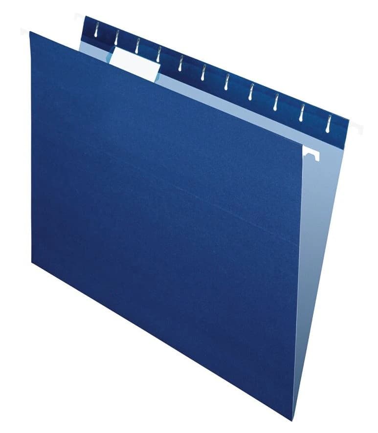 Office Depot 2-Tone Hanging File Folder, 1/5 Cut, Letter Size, 8.5" x 11", Navy, 25/Box - Folder Hanging Ltr 1/5 Cut - Image 1