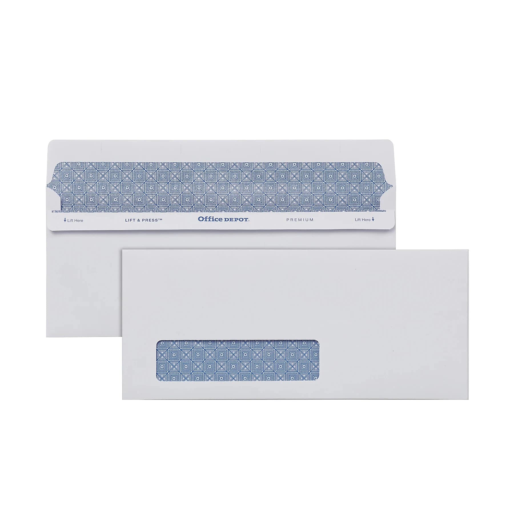Cenveo Envelope 1-Window Security #10, Lift & Press, White, 4.125 x 9.5 in, 500/Box - Envelope 1-Window Sec #10 - Image 1