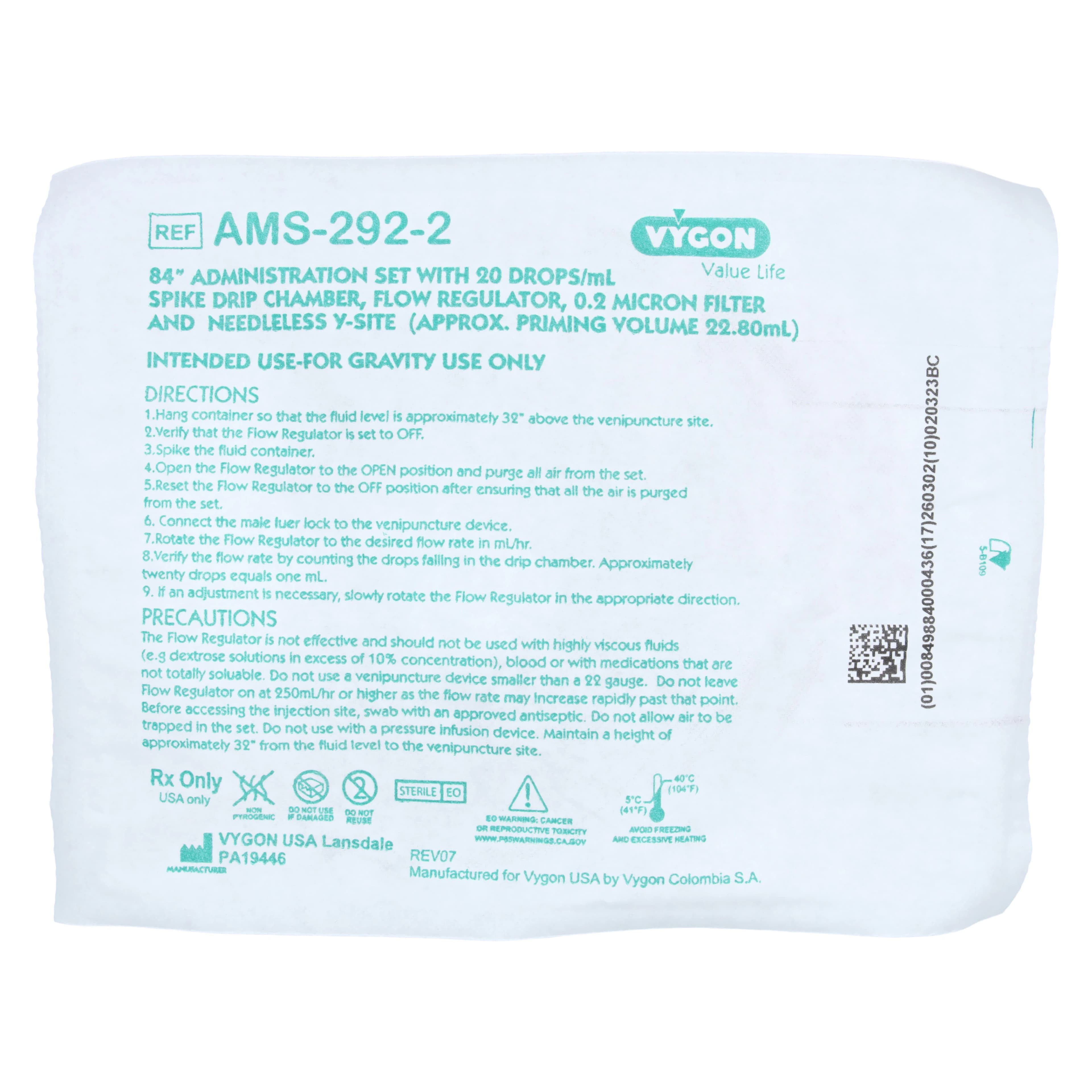 IV Admin Set 84" w/RateControl, NAC Injection Site, 0.22 Micron Filter, 50/Case - IV Admin Set 84" w/RateControl - Image 1