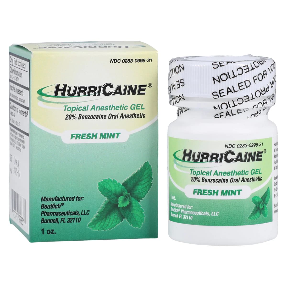 HurriCaine Topical Anesthetic Gel, 20% Benzocaine, Fresh Mint, 1 oz Jar - HurriCaine® Topical Anesthetic Gel 1 oz. Jar - Image 1