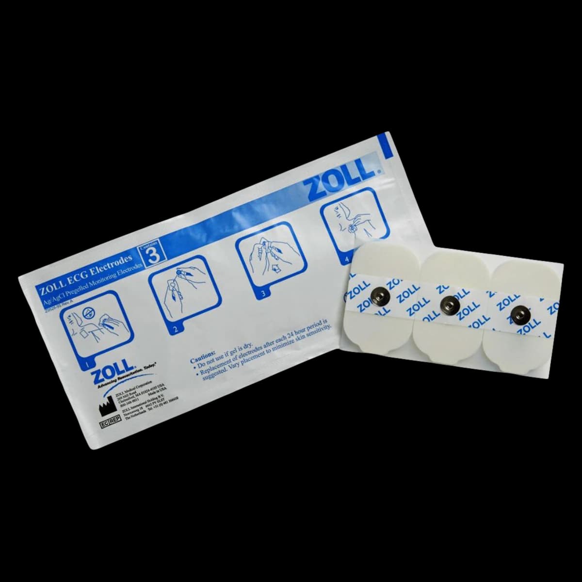 Zoll AED Pro Electrocardio Electrodes for ECG, 3 per Pouch, 200 per Case - Electrodes f/ECG - Image 1