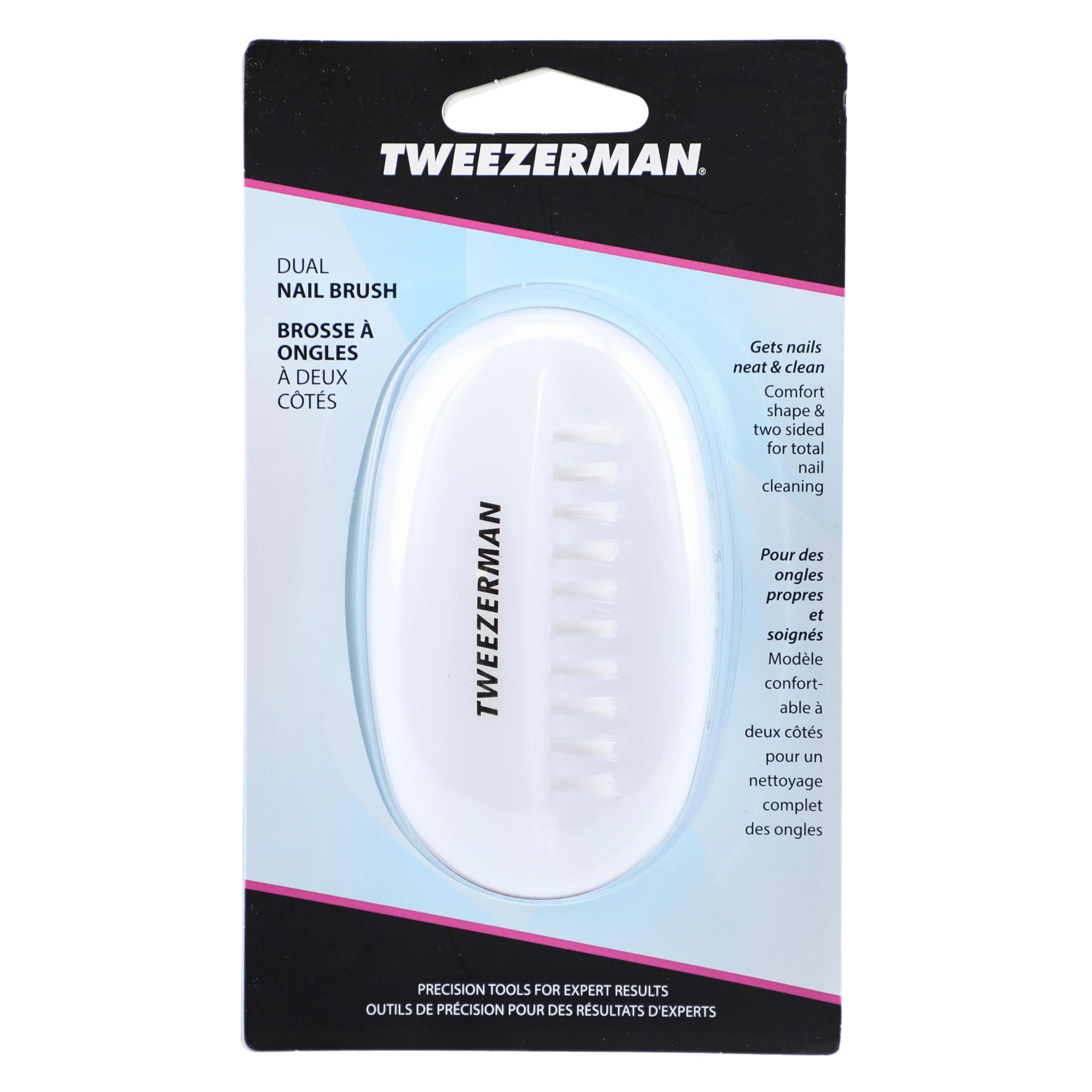 Tweezerman Dual Nail Brush, White, Each - Dual Nail Brush - Image 1