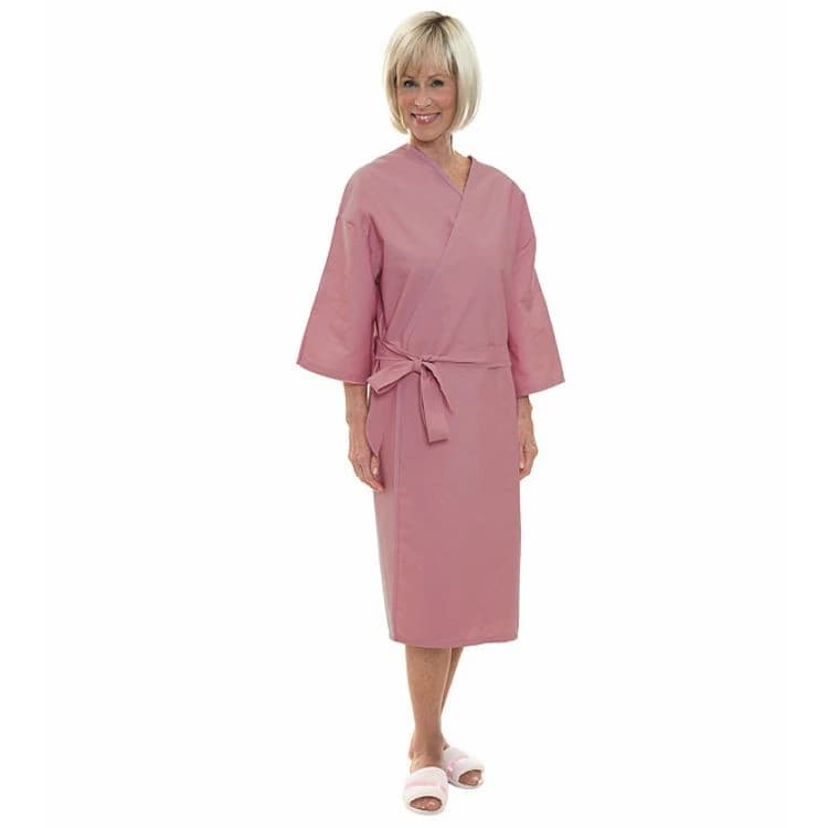 Fashion Seal Exam Gown/Robe, Belt Close, Women's Large, Mauve, Polyester/Cotton Poplin, Short Sleeves, Each - Gown/Robe Exam Belt Close - Image 1
