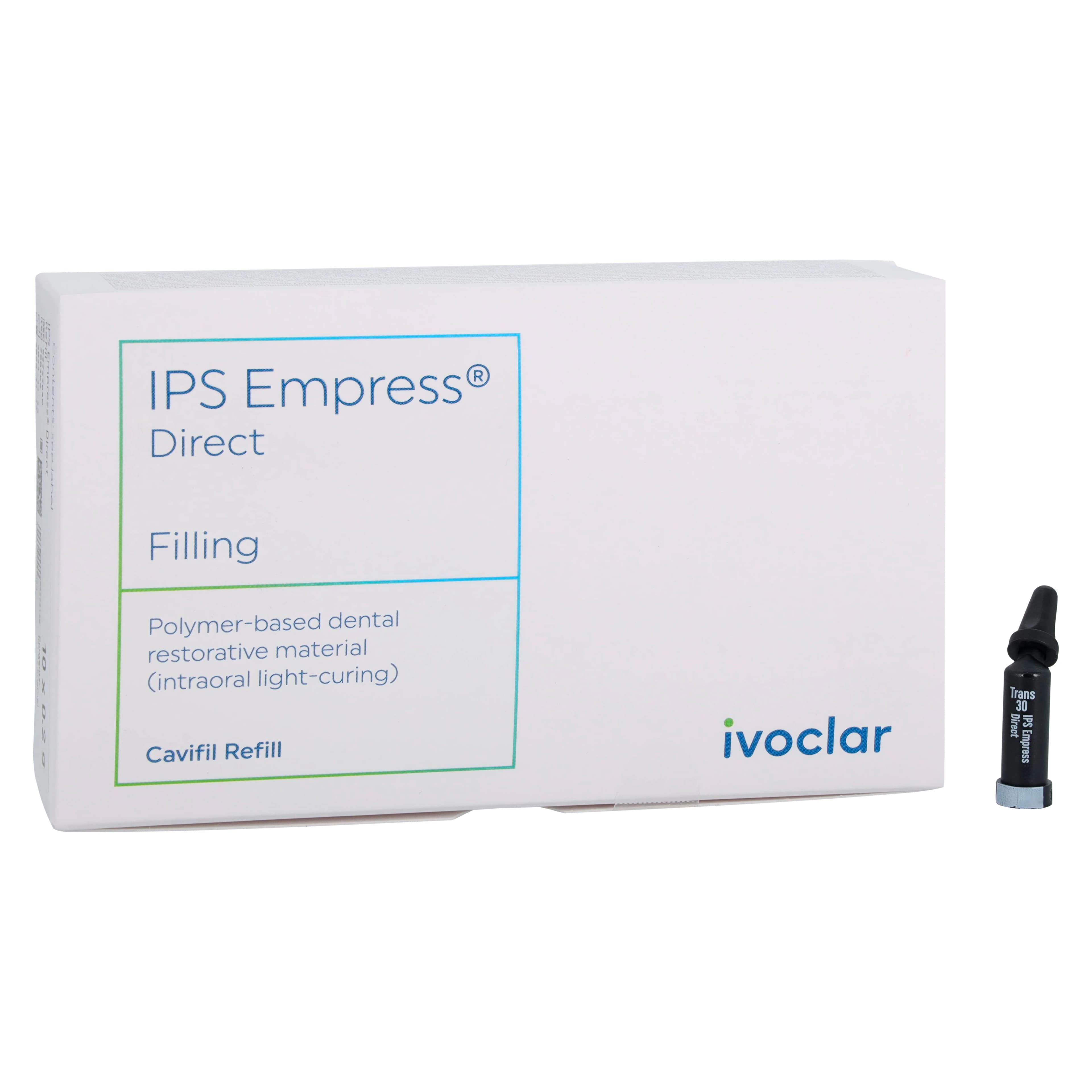 IPS Empress Direct Light-Curing Nanohybrid Composite, Trans 30 (Clear) Translucent, 0.2 g Cavifil Refill, 10/Pkg, 627287AN - Empress Direct 0.2g Trans 30 Refill Pack of 10 - Image 1