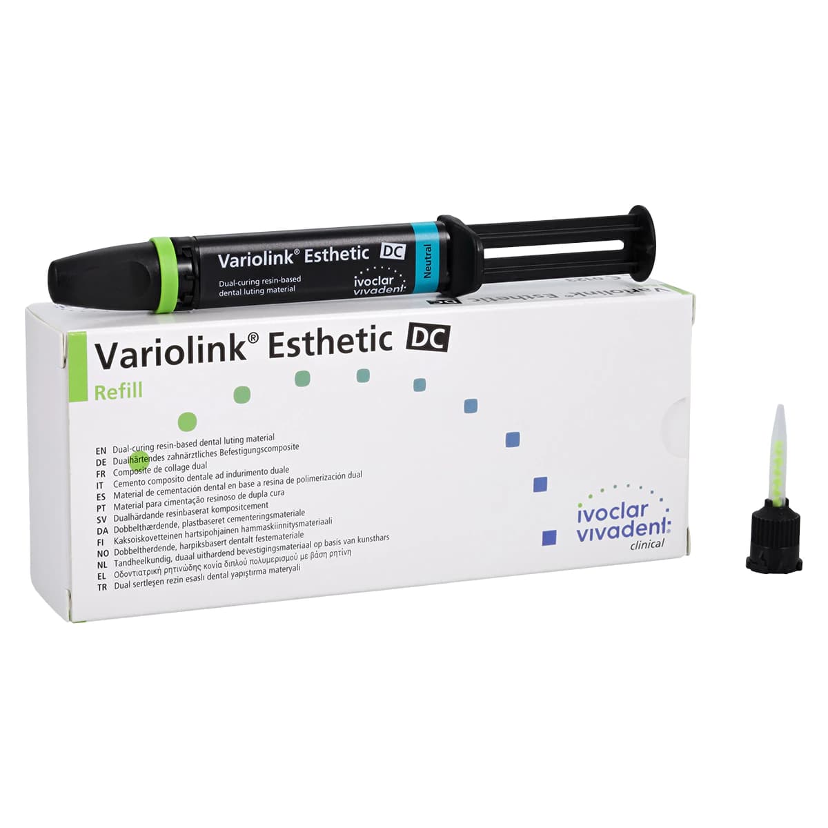 Variolink Esthetic DC Dual-Cure Luting Cement Refill, Neutral Shade, 5g Automix Syringe, 10 Mixing Tips, 666119WW - Variolink Esthetic DC Refill Neutral 5g - Image 1
