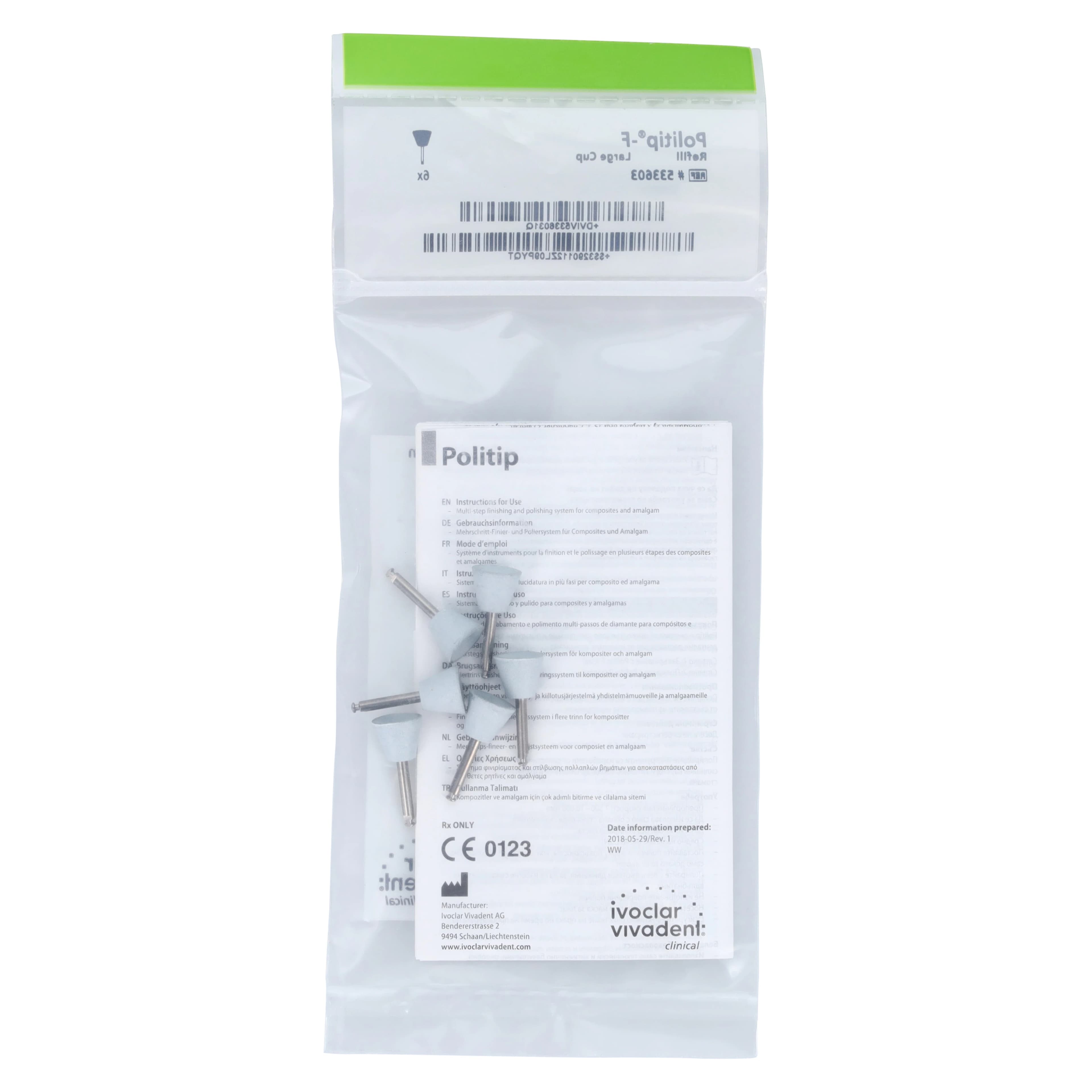 Ivoclar Vivadent Politip-F Finisher, Large Cup (C), Gray, 6/Pack, 533603 - Politip Finishers and Polishers - Image 1