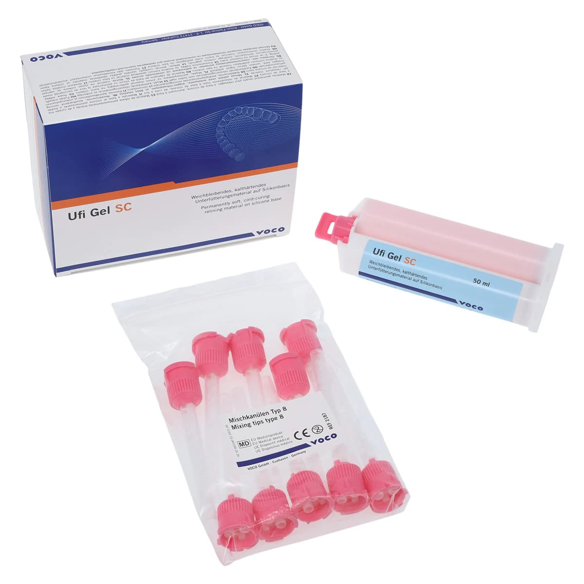 Ufi Gel SC Permanent Soft Denture Relining Material, A-Silicone, 50 mL Cartridge with 10 Mixing Tips, Refill, 2040 - Ufi Gel® SC 50ml Cartridge - Image 1