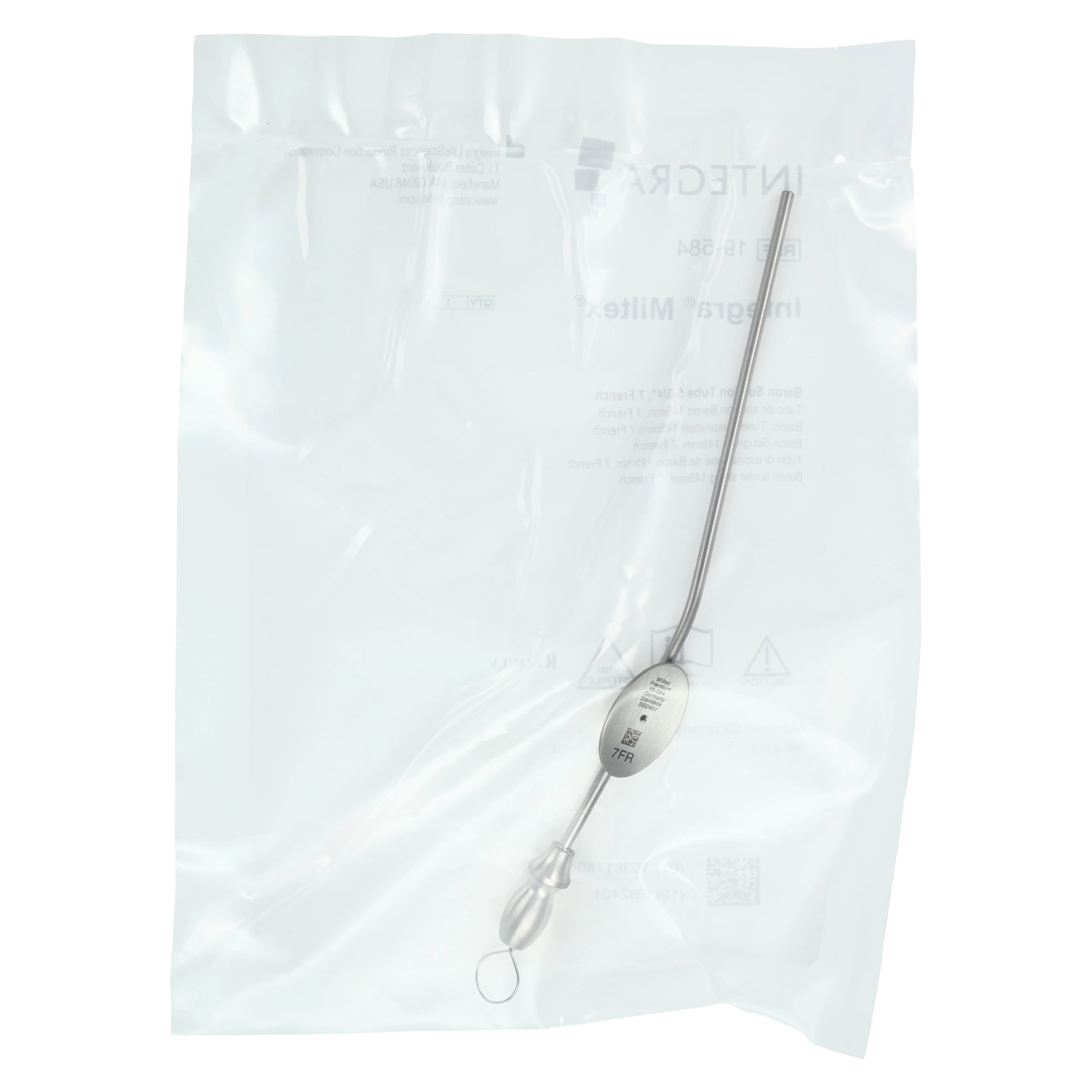 Miltex Baron Suction Tube, 7Fr, Stainless Steel, Each - Baron Suction Tube - Image 1