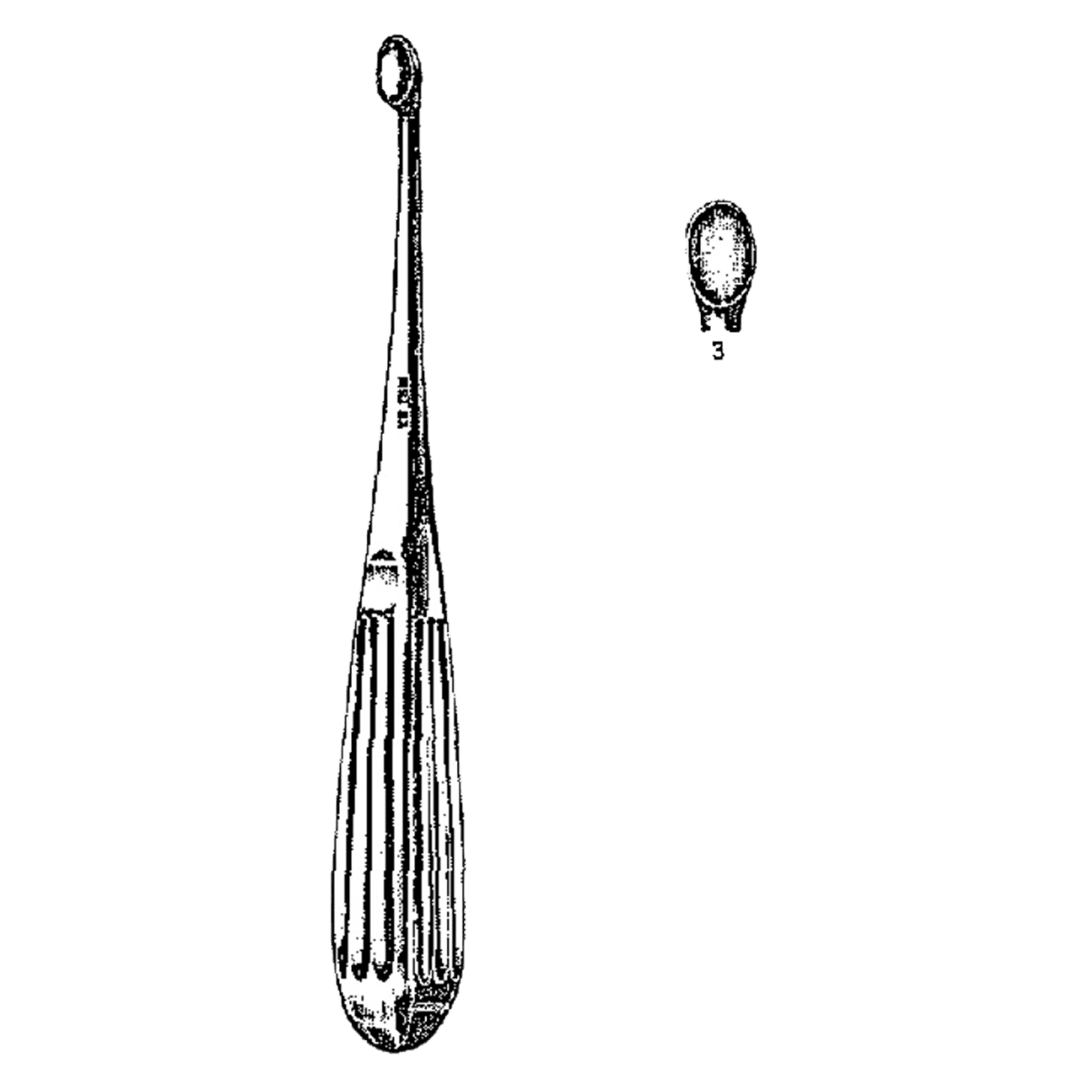 Spratt-Brun Mastoid Curette #3, 6-1/2" Stainless Steel, Each - Spratt Brun Curette #3 - Image 1