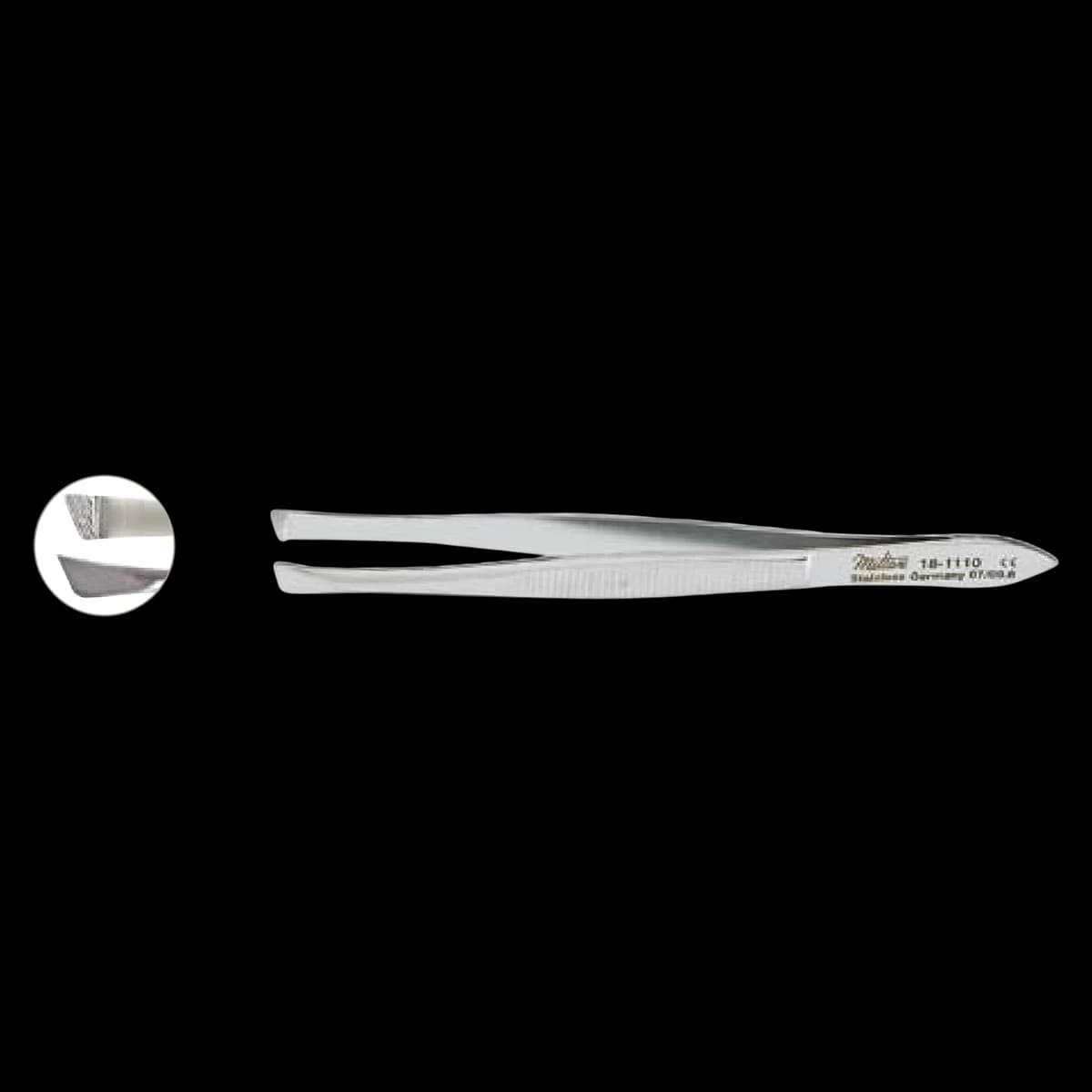 Miltex Bergh Cilia Forceps, 3.5" (3-1/2"), 5 mm Wide Diagonal Jaws with Horizontal Serrations, Stainless Steel, Autoclavable - Miltex 3.5" Bergh Cilia Forceps, 5 mm wide Diagonal Jaws with Horizontal - Image 1