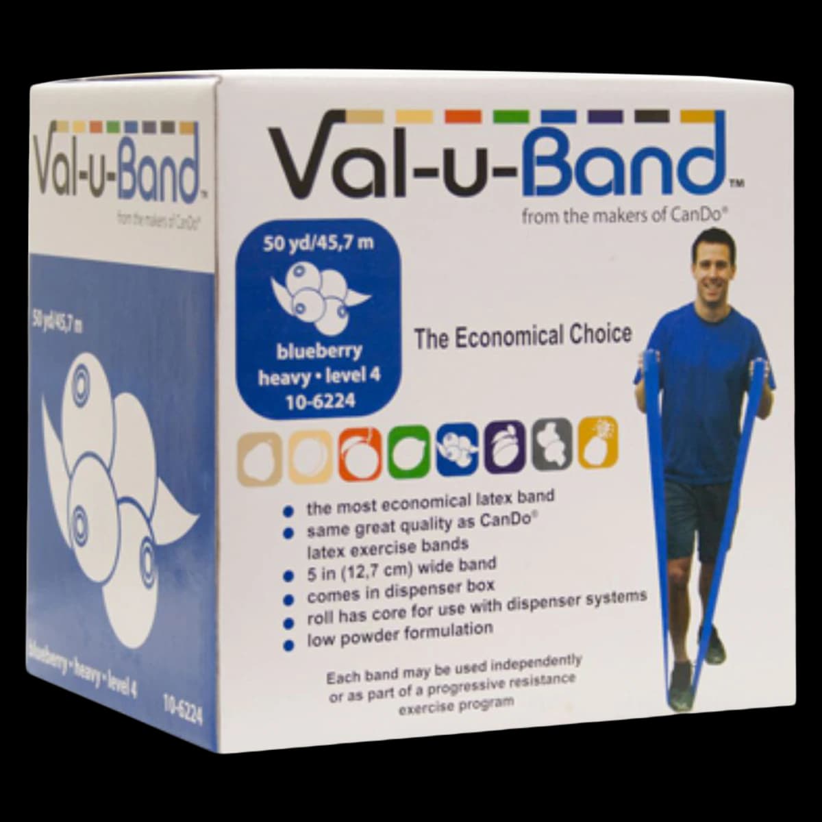 Val-u-Band Exercise Band, Blueberry, Level 4/7, 5" x 50 yd Roll - ValuBand Low Powder Blueberry - Image 1