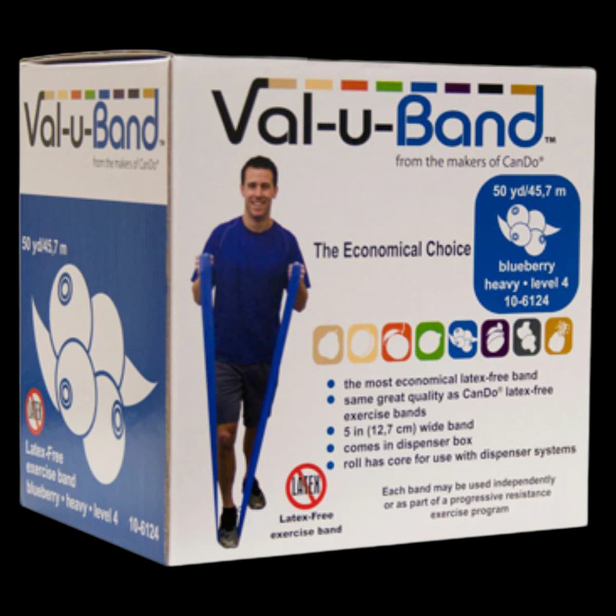 Val-u-Band Exercise Band, Blueberry, Level 4, 5" x 50 yd Roll - ValuBand LF Blueberry - Image 1