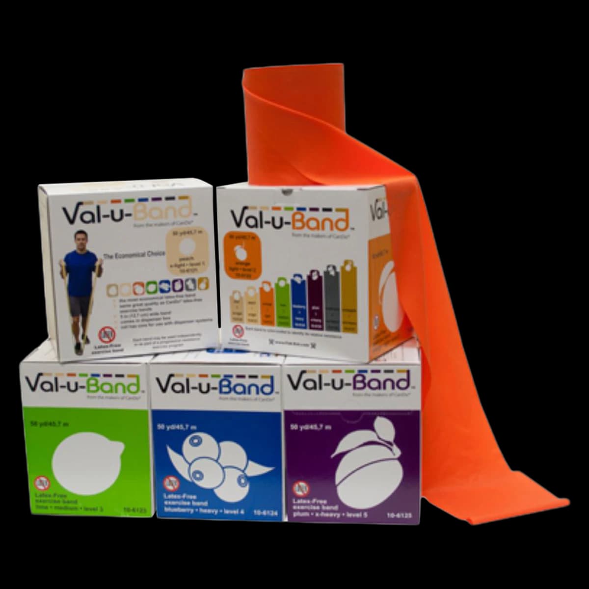 Val-u-Band Exercise Band, 5" x 50 yd Roll, Assorted Colors (ValuBand LF) - ValuBand LF - Image 1