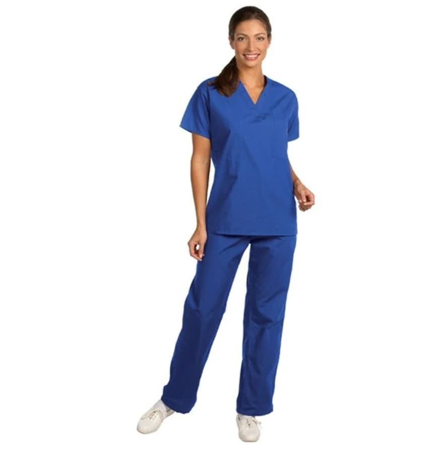 Fashion Seal Unisex V-Neck Scrub Top with Left Breast Pocket, X-Small, Blueberry, 65% Polyester / 35% Cotton, Style 78725 - Scrub Top Unisex 1 Pkt V-Neck - Image 1