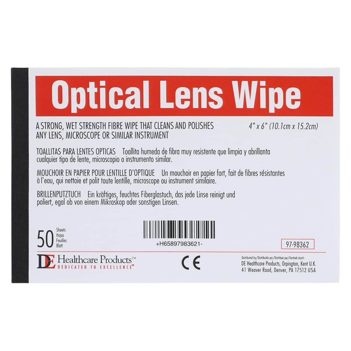 DE Microscope Lens Paper, 4x6 Inches, 50 Sheets/Package - De Lens Paper 4x6" - Image 1