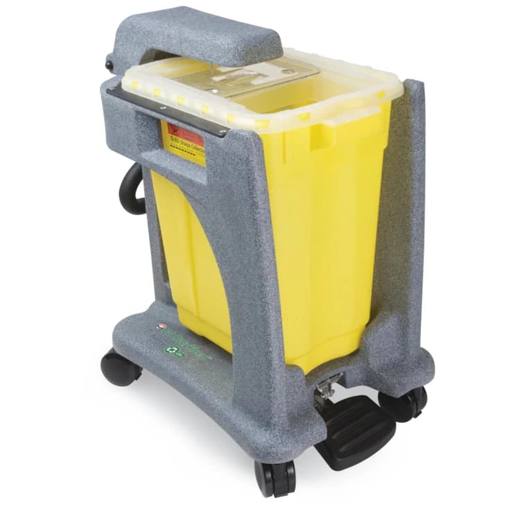 Sharps Recykleen Trolley, 9 Gallon, Plastic, Slide Top, 28-6/10" x 16-3/10" x 23-1/2" - Sharps Recykleen Trolly 9gal - Image 1