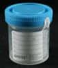 Andwin Scientific Specimen Container, 3 oz, Sterile, with Temperature Strip, Blue Screw Cap, Clear, 400/Case - Specimen Cont Temp Strip - Image 1