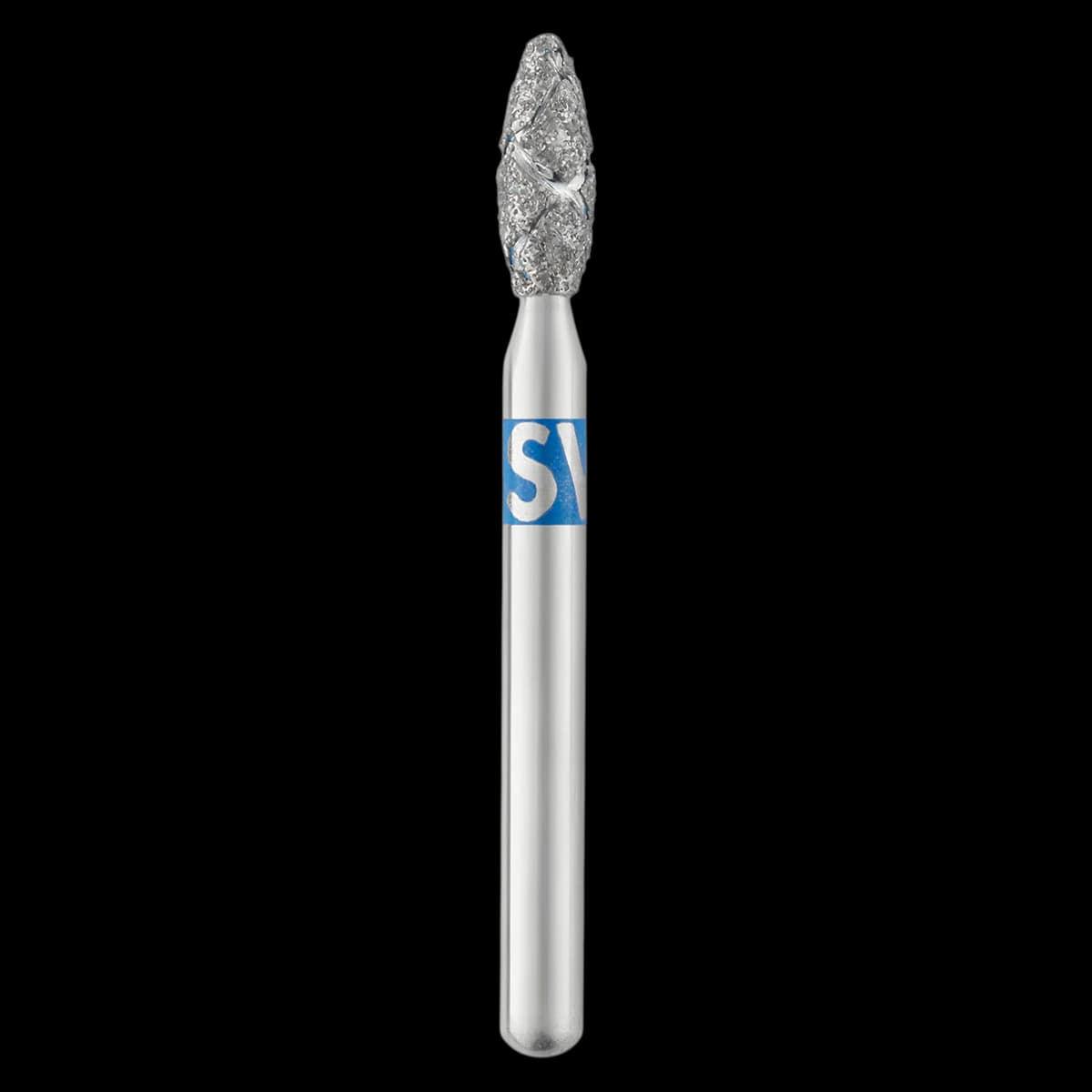 Piranha 2X Diamond Burs, FG, Flame, # 868-018, 1.8 mm, Medium Grit, Blue, Single-Use, 5/Pk, 868-018-2X - Piranha 2X Diamond Burs, FG, Flame, # 868-018, 1.8 mm, Medium, Blue, 5/Pk, 868-018-2X - Image 1