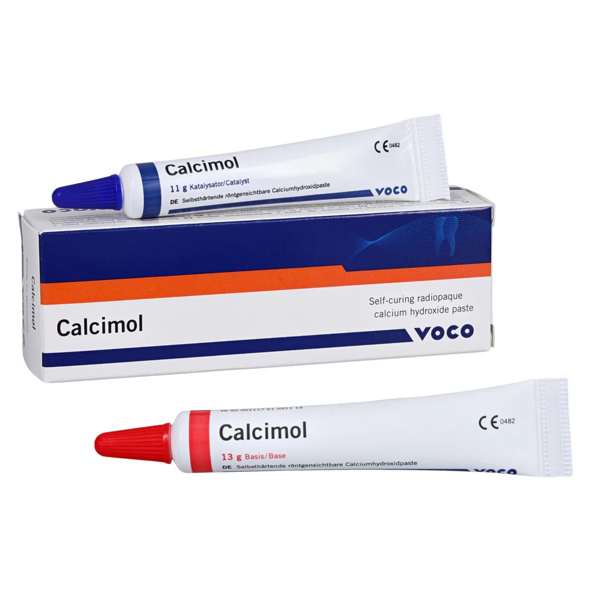 VOCO Calcimol Calcium Hydroxide Paste, Self-Cured, 13g Base & 11g Catalyst Kit - Calcimol Base and Catalyst - Image 1