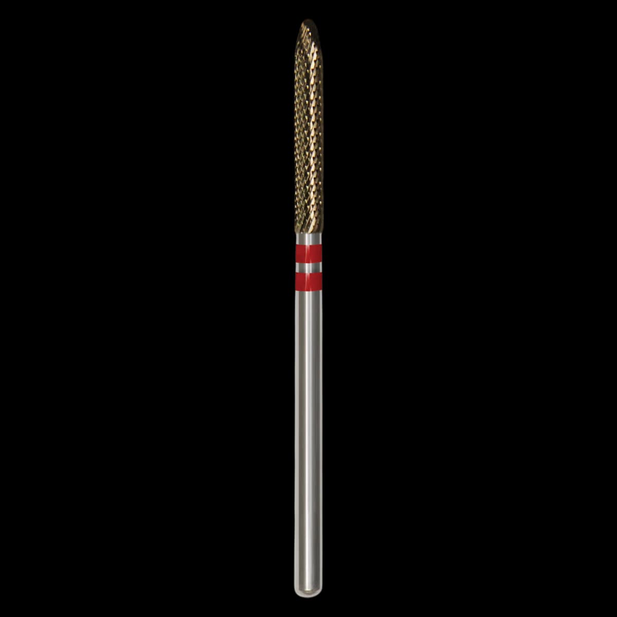 Great White® Lab Series Carbide Bur, EF Series, ISO 292, Cross Cut, 023 Head Diameter, HP Shank, Red/Red Band, GW295-023 - Great White® Lab Series Carbide Burs - EF Series GW295-023 (ISO 292) - Image 1