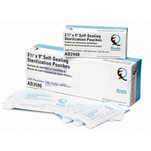 Quala Sterilization Pouches, 3.5" x 9", Self-Sealing, 500/Box - QUALA POUCHES 3 1/2 X 9 BX/500 - Image 1