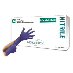 Micro-Touch Nitrile Exam Gloves, Powder Free, Non-Sterile, Extra Small, Blue, 200/Box - MICRO-TOUCH NITRILE PF GLOVES XSMALL BX/200 - Image 1