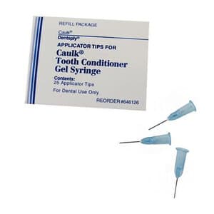 Caulk Tooth Conditioner Gel Syringe Applicator Tips, Blue, Pkg/25 - TOOTH CONDITIONER TIPS GEL SYRINGE PK25 - Image 1