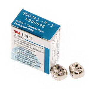 3M Unitek Permanent Stainless Steel Crown, Molar, Size LR3, Refill Pack of 5 - UNITEK CROWNS 1LR3 SS PERM. MOLAR - Image 1