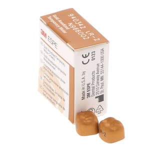 3M Unitek Gold Anodized Temporary Crown, Lower Right First Molar, Size 2, Pkg/5 - UNITEK CROWNS 1LR2 GOLD ANODIZED TEMP. MOLAR - Image 1