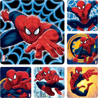 Superhero Licensed Stickers, Spider-Man, 2-1/2" x 2-1/2", 100/Roll - Superhero Licensed Stickers –2 1/2" x 2-1/2", 100/Roll - Spider-Man - Image 1