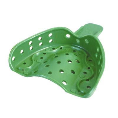 COE Disposable Spacer Impression Trays, Perforated, Green, Upper 7D Small, Full Arch, 12/Bag - COE® Disposable Spacer Impression Trays – Perforated, Green Color, 12/Bag - Upper 7D Small, Full Arch - Image 1