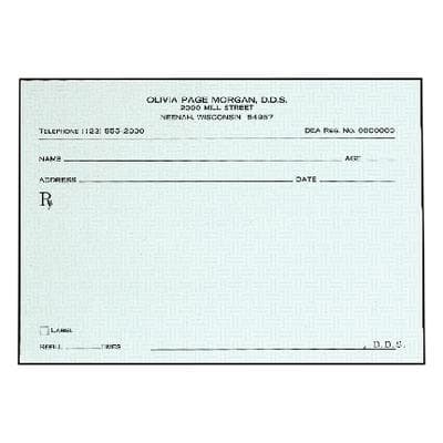 Alter-Proof Prescription Blanks, Personalized, 100 Sheets/Pad, 5 Pads/Pkg, 5-1/2" x 4-1/4", Blue Green Safety Paper - Alter-Proof Prescription Blanks – Personalized, 100 Sheets/Pad; 5 Pads/Pkg - Alter-Proof Prescription Blanks – Personalized, 100 Sheets/Pad; 5 Pads/Pkg - Image 1