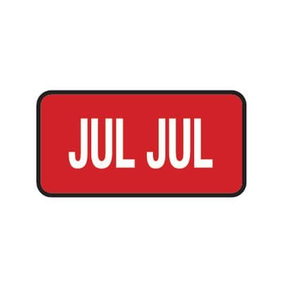 Tab® Compatible Individual Monthly Aging Label, 1" W x 1/2" H, 500/Roll - July, Red - Tab® Compatible Individual Monthly Aging Label, 1" W x 1/2" H, 500/Roll - July, Red - Image 1