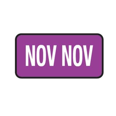 Tab® Compatible Individual Monthly Aging Label, 1" W x 1/2" H, 500/Roll - November, Purple - Tab® Compatible Individual Monthly Aging Label, 1" W x 1/2" H, 500/Roll - November, Purple - Image 1