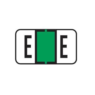 Jeter® 7100 Series Compatible File Box Alpha Label, Letter E, 1-5/8" W x 15/16" H, Light Green, 225/Pkg - Jeter® 7100 Series Compatible File Box Alpha Label, 1-5/8" W x 15/16" H, 225/Pkg - E, Light Green - Image 1