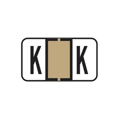 Jeter® 5800 Series Compatible Binder Alpha Label, 1-5/8" W x 15/16" H, Letter K, Tan, 240/Pkg - Jeter® 5800 Series Compatible Binder Alpha Label, 1-5/8" W x 15/16" H, 240/Pkg - K, Tan - Image 1