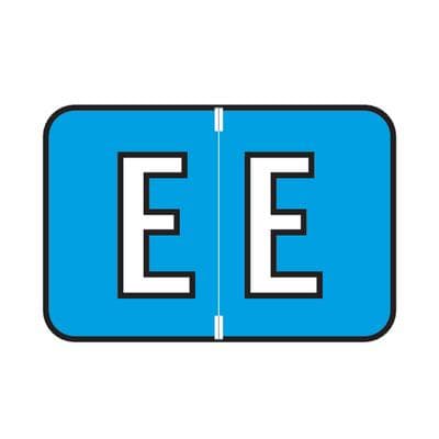 Jewel Tone™ Alpha Label, Individual Binder Letter E, 1-1/2" W x 1" H, Blue, 240/Pkg - Jewel Tone™ Alpha Label, Individual Binder Letter, 1-1/2 W x 1 H, 240/Pkg - E, Blue - Image 1
