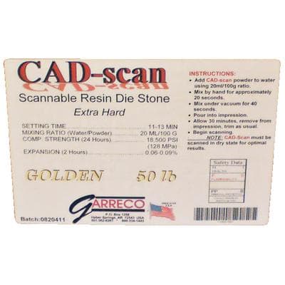 Garreco CAD-Scan Golden Die Stone Gypsum, 50 lb Carton - CAD-Scan - 50 lb Carton, Golden - Image 1