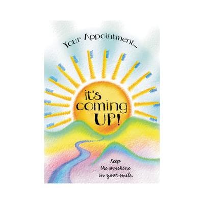 Reminder Postcards (DDS/MD) 4-Up Laser, "It's Coming Up! With Sun", 4-1/4" W x 5-1/2" H, 100/Pkg - Reminder Postcards (DDS/MD) 4-Up Laser, 100/Pkg - It's Coming Up! With Sun, 4-1/4" W x 5-1/2" H - Image 1
