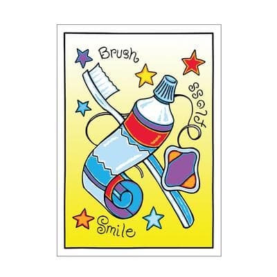 Reminder Postcards (DDS/MD) 4-Up Laser, Funky Brush Floss Smile, 4-1/4" W x 5-1/2" H, 100/Pkg - Reminder Postcards (DDS/MD) 4-Up Laser, 100/Pkg - Funky Brush Floss Smile, 4-1/4" W x 5-1/2" H - Image 1