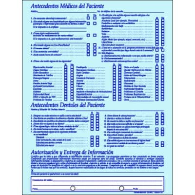 Spanish Patient Information, Toothbrush ColorForms™, 8-1/2" W x 11" H, 100/Pkg - Form - Spanish Patient Information, Toothbrush ColorForms™, 8-1/2 W x 11 H, 100/Pkg - Form - Image 1