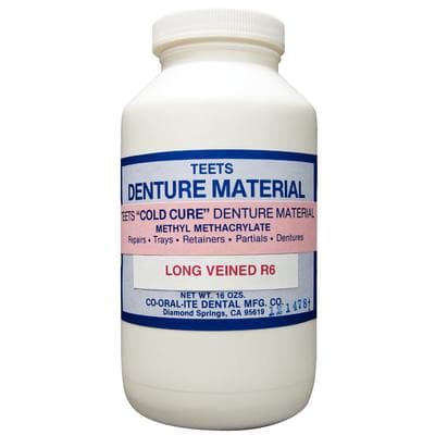 Teets Denture Material Cold Cure Powder, Long Veined R6, 1 lb - Teets Denture Material – Cold Cure, Powder and Liquid - Powder, Long Vein R6, 1 lb - Image 1