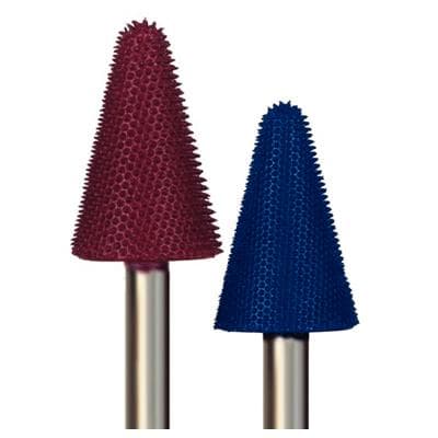 Typhoon® Tungsten Carbide Bur, Tapered Fissure, 15° Taper, 13/16" Head Diameter, 1-3/8" Head Length, 6.4 mm (1/4") Shank, Coarse Grit (Red) - Typhoon® Tungsten Carbide Burs, Taper - Taper, 15° – 13/16" Head Diameter, 1-3/8" Head Length, 6.4 mm (1/4") Shank, Coarse Grit (Red) - Image 1